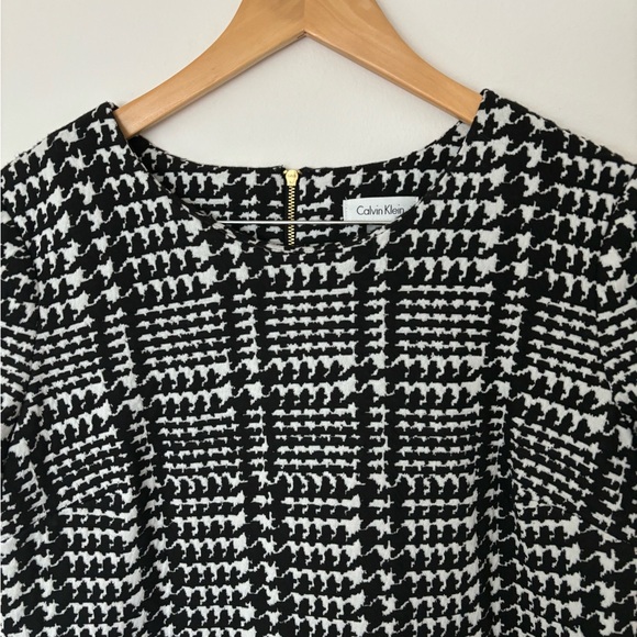 Calvin Klein Black/White Houndstooth Classic A-Line Dress - Picture 4 of 8